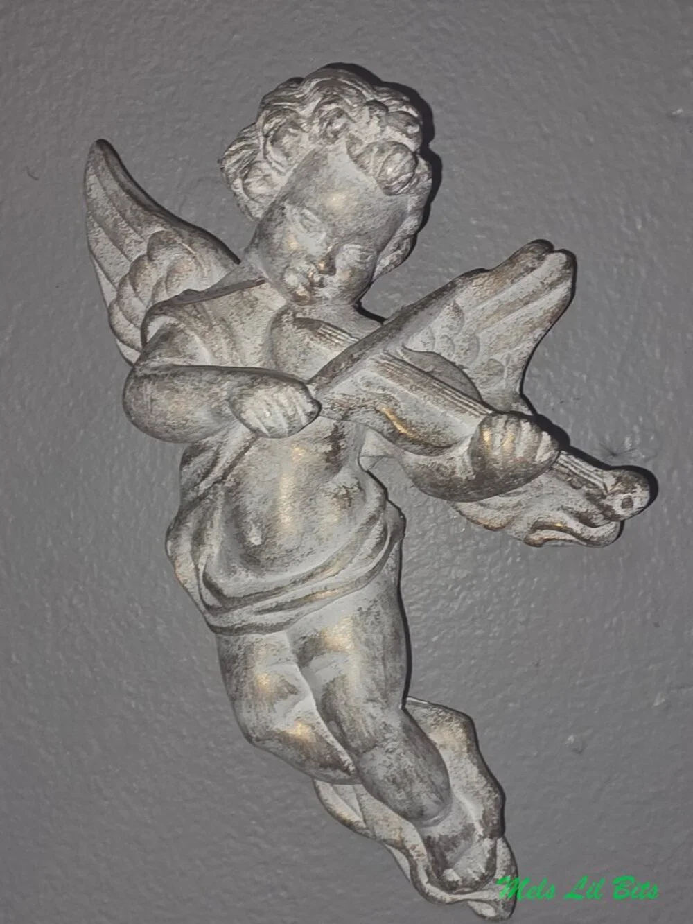 Vintage 10” Shabby Chic Chalk Ware Plaster Cherubs Wall Plaques -Set Of 2